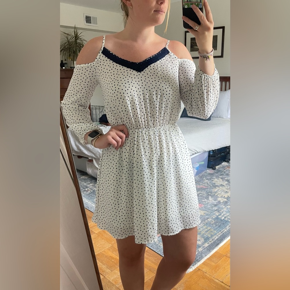 Navy Blue and White Mini Dress